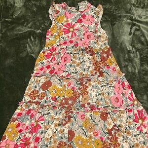 Floral Sleeveless Dress with Ruffle Details